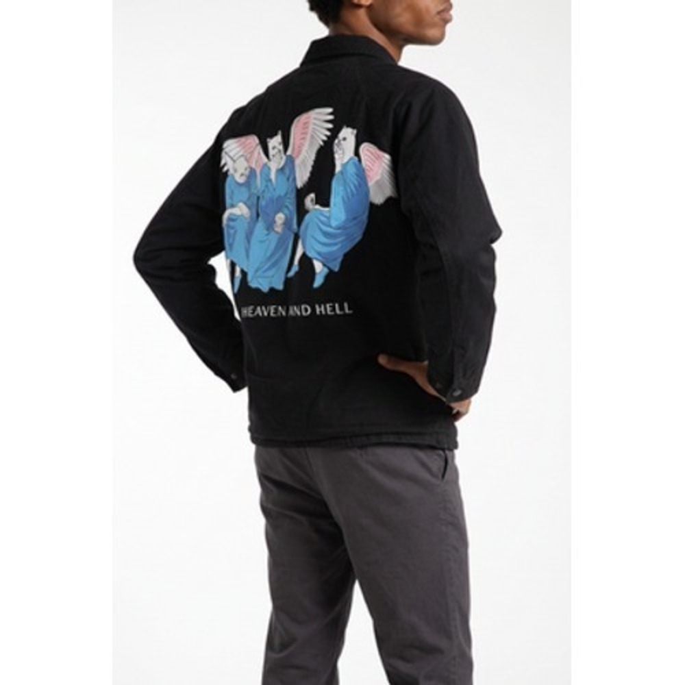RIPNDIP Heaven And Hell Jacket Mens L Black Canvas Cat Graphic Streetwear